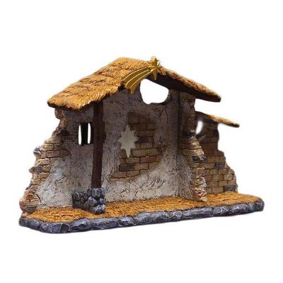 Miniature Nativity Shed Ornament Figurine Decorative for