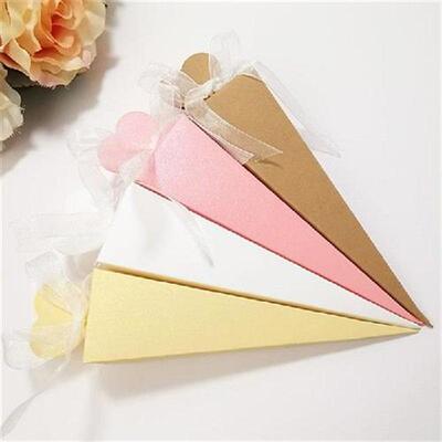 100pcs Ice Cream Tip Cone Shape Gift Box Paper Candy Baby