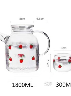 1L/1.8L Summer Big Transparent Borosilicate Glass Teapot Tea
