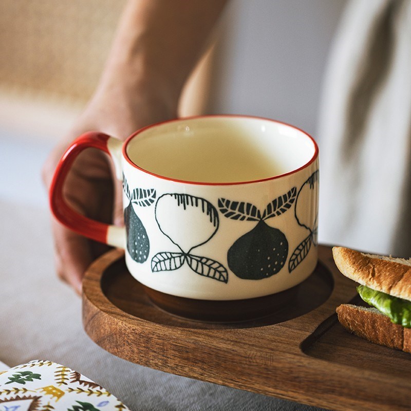300ml Retro Flower Coffee Mug Microwave Safe Ceramic Milk Mu