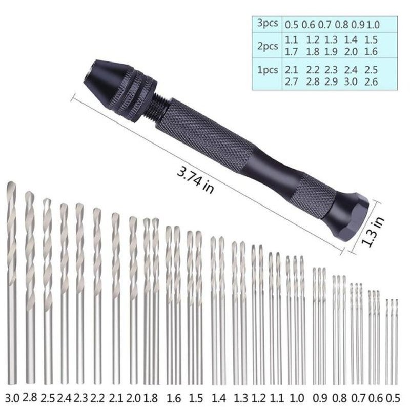 49Pcs Twist Drill Set Precision Pin Vise Hobby Drill with Mo