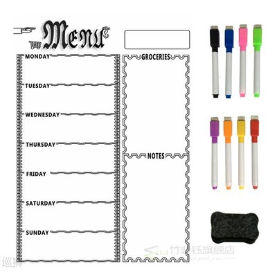 Magnetic Refrigerator Chalkboard Weekly Menu Meal Planner Gr