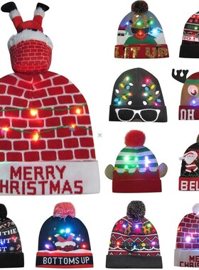 50 Colorful Merry Christmas LED Light-up Knit Hat Beanie