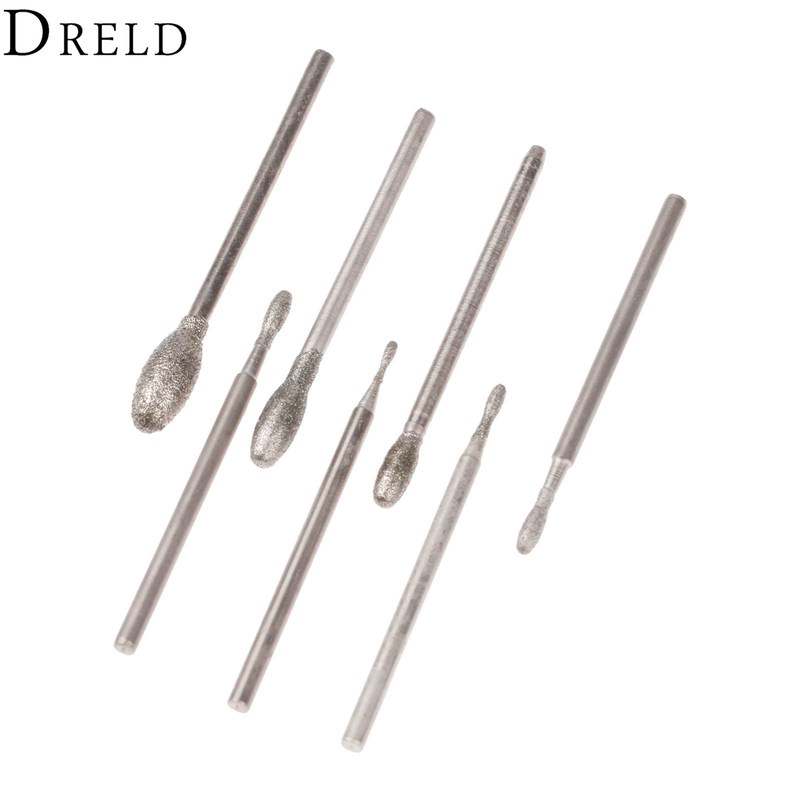 7Pcs Dremel Accesories Oval Diamond Grinding Head Burrs Bits