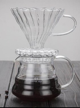 Glass Pour Over Coffee Pot With Stainless Steel Filter Funne