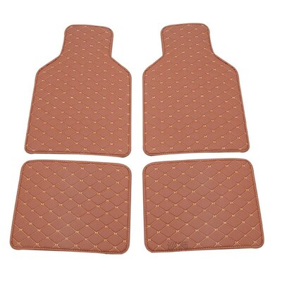 Universal Fit 4pcs PU Leather Car Floor Mat Waterproof Foot