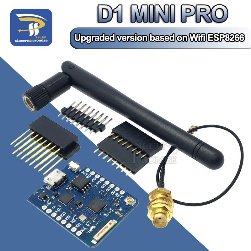 WEMOS D1 Mini Pro 4M/16M Bytes External Antenna Connector No