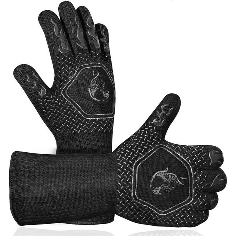14-inch 1 Pair Gloves Heat Resistant Glove Silicone Coating