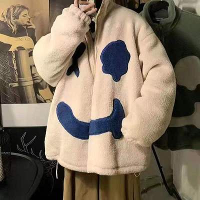 high quality Lamb wool coat men and women winter embroidered