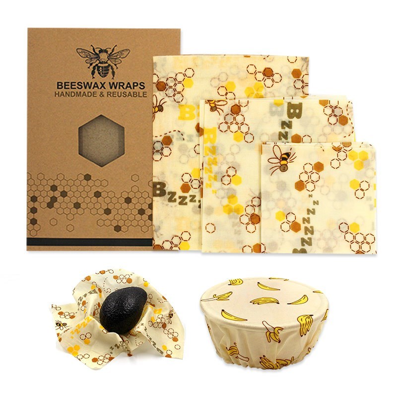 reusable bee beeswax wrap bees wax food wraps 3pcs Beeswax