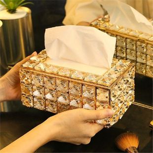 Crystal Facial Tissue Box Holder, Napkin Dispenser Cube,