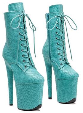 Leecabe Black Snake PU 20CM/8inches Pole dancing shoes High