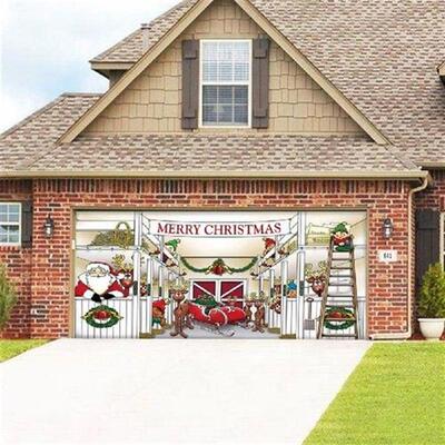 1 Set Fashion Murals Winter Snowman Santa Garage Door Cover