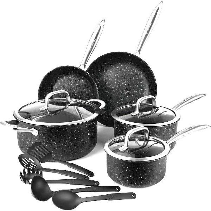 13Pcs cookware set kitchen stainless steel silver forged
