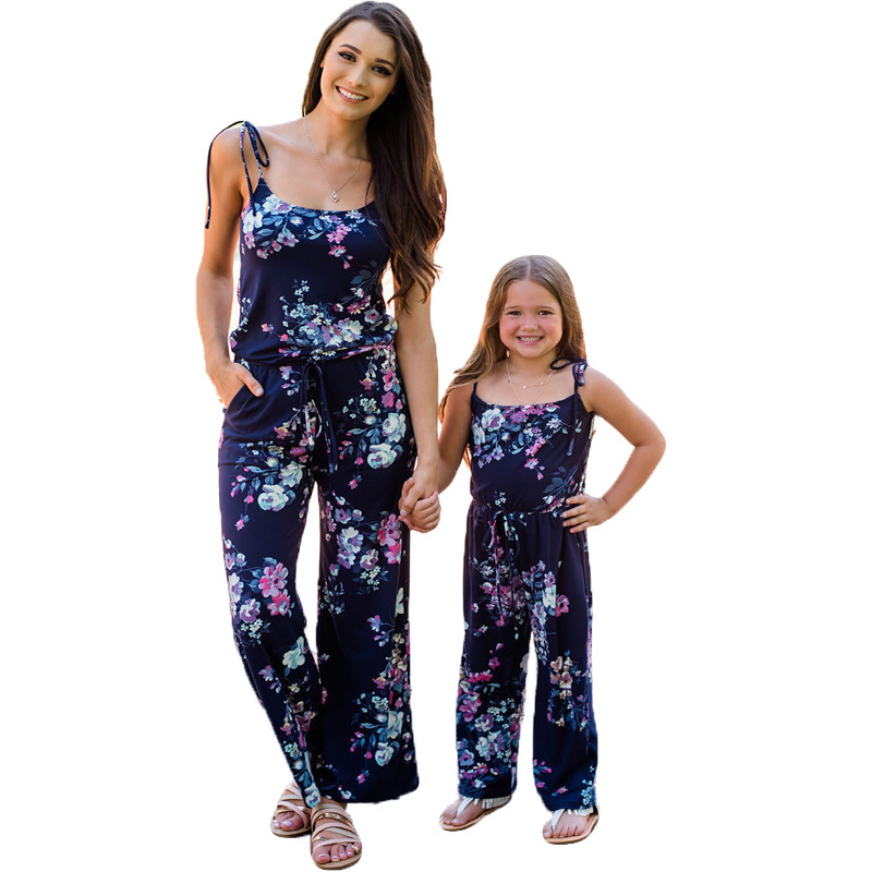 Conjunto de ropa de madre e hija, monos florales, ropa a jue