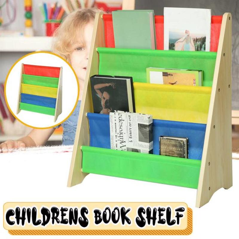 Three layer Wooden Bookcase Children Kids Book Shelf Rack St