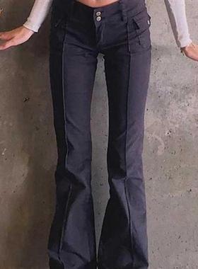 ALLNeon Indie Aesthetics Slim Low Waist Flare Pants E-girl V