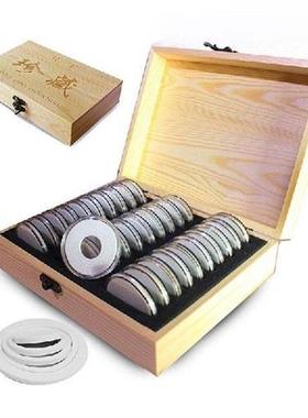 Freeship 30 Grid Commemorative Coin Collection Wooden Box
