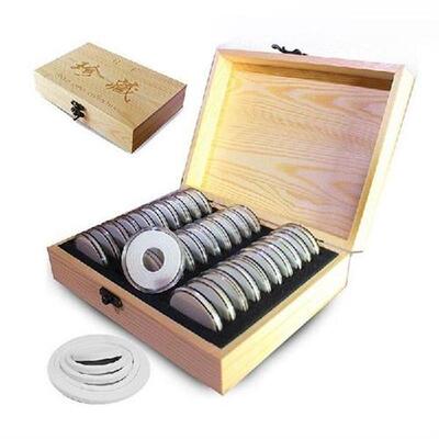 Freeship 30 Grid Commemorative Coin Collection Wooden Box