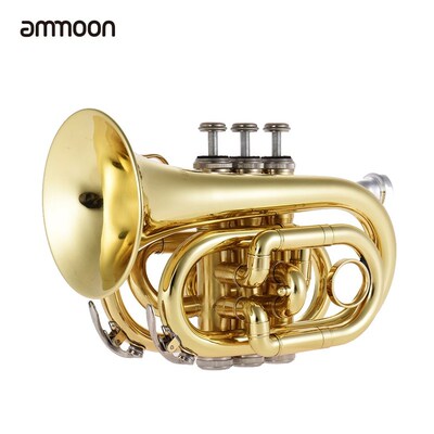 ammoon Mini Pocket Trumpet Bb Flat Brass Wind Instrument wi
