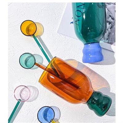 Clashing Cup with Colorful Spoon Transparent Color Portable
