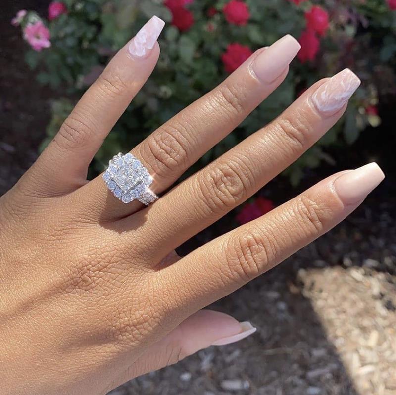 Luxury 925 Sterling Silver pave 4pcs Princess-cut SONA Diamo