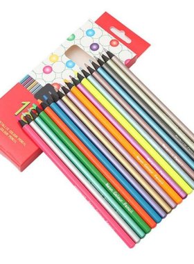 12Pcs Metallic Non-Toxic Colored Pencils 6 Fluorescent Color