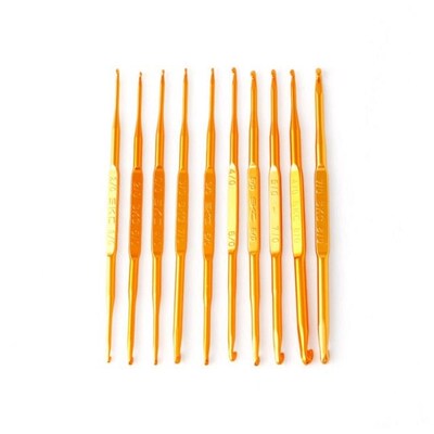 10Pcs Golden Aluminum Double End Crochet Hook Knitting Needl