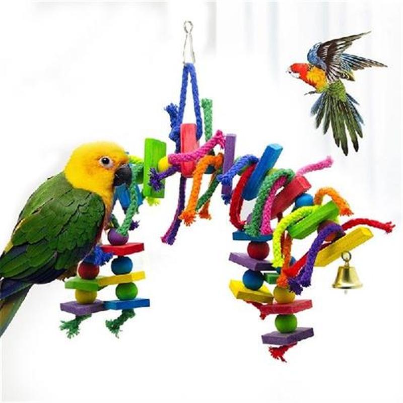 Colorful Parrot Wood Rope Toy Wooden Ladder for Bird Toys