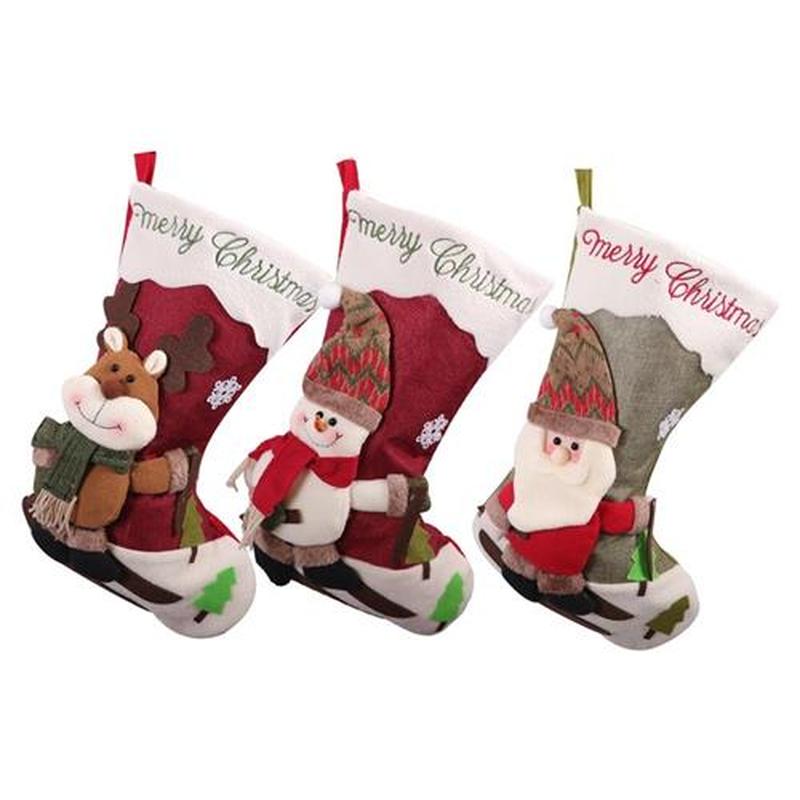 3 Pcs Christmas Sock Christmas Decoration Assorted Santa Cla