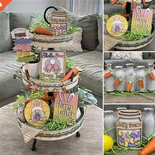 Easter Tiered Tray Decorations Farmhouse Easter Bunny Decor