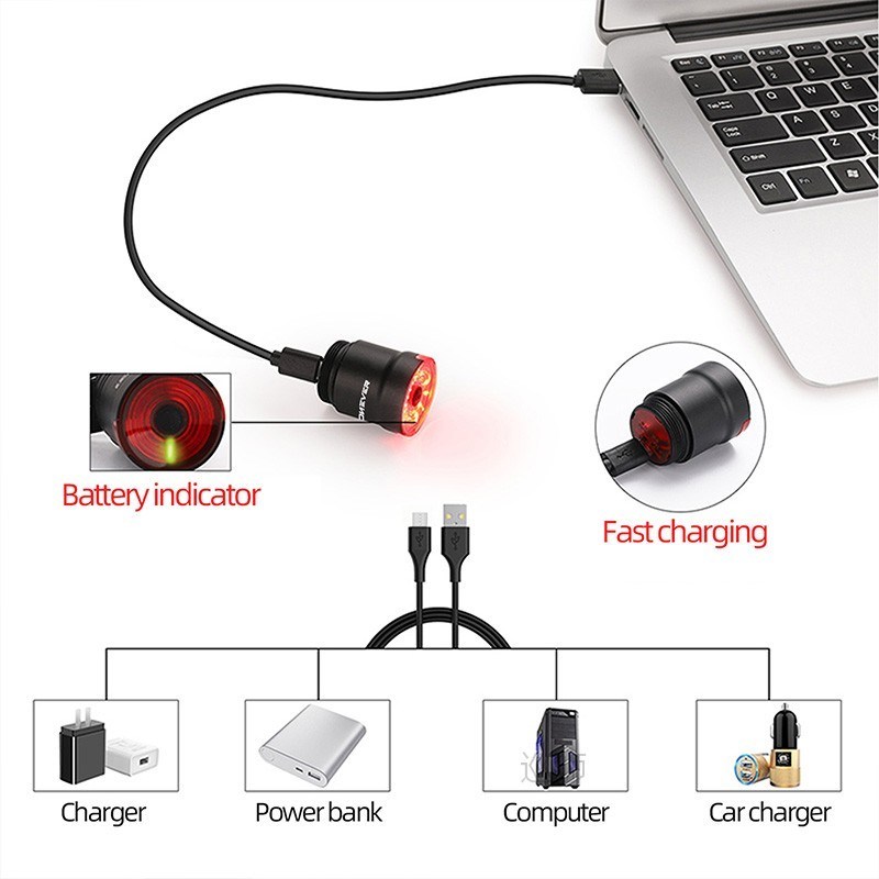 Bicycle Rear Light Smart Brake Sensing MTB Road Bike Waterpr