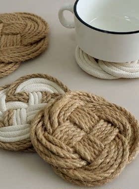 Round Insulation Pad Solid Placemats Linen Non Slip Table