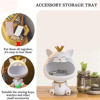 Resin Cat Figurines Storage Case Ornaments Cute Cats