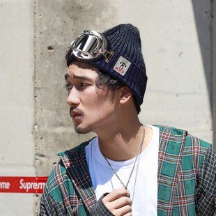 Knitted beanie hat with glasses retro hat male woolen hat fe