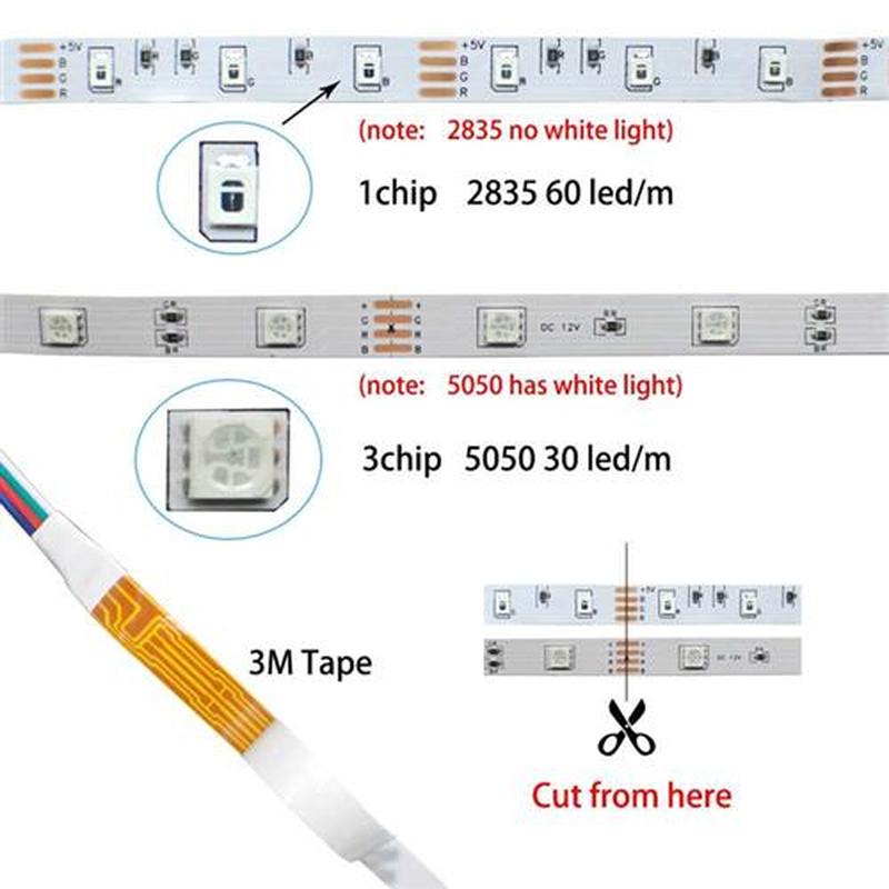 LED Strips Ligs Bluetooth Luces Led RGB 5050 SMD 2835 Flex