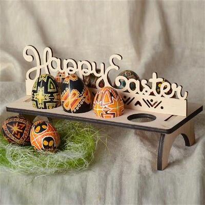 Wooden Easter Egg Shelves Easter Party Ornament DIY Wood