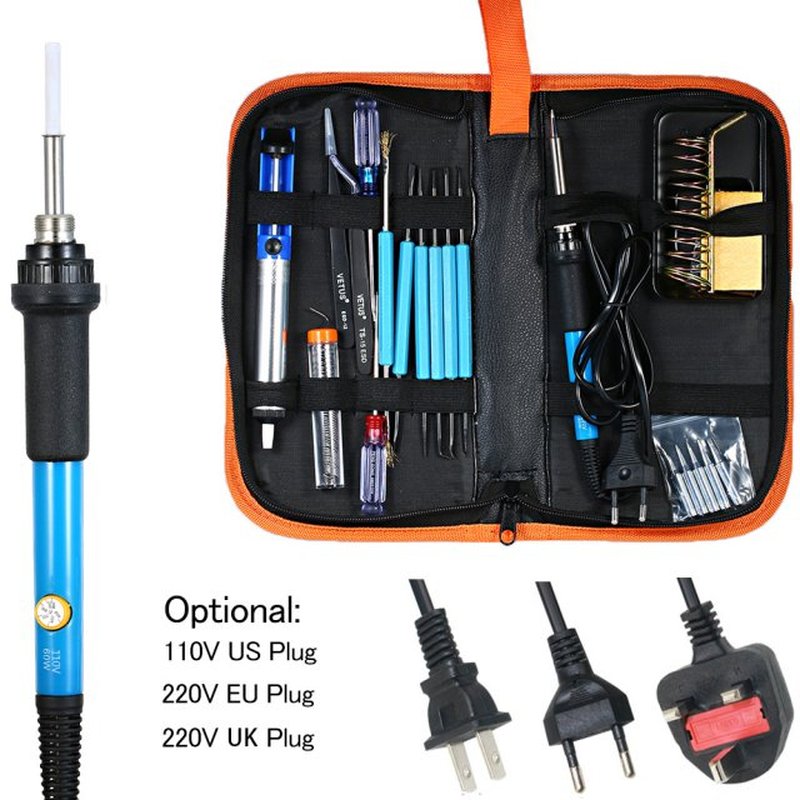 20Pcs Electronic Soldering Iron Kit with Adjustable Temperat