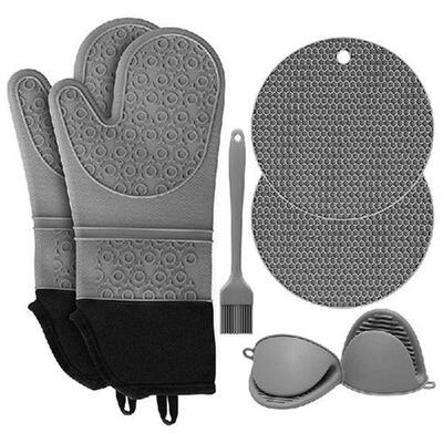 Extra Long Oven Mitts and Pot Holders Sets, 15 Inches Heat