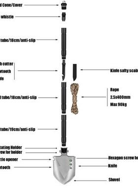 MT14102 Fold Shovel Camping Shovels Multifunction High Quali