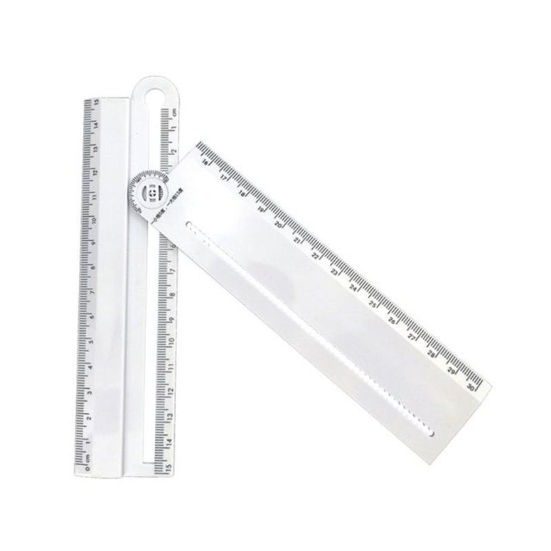 Simple Style 30cm Transparent Rectangle Ruler Protractor Stu
