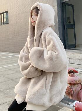 Plush jacket women winter imitation Rex rabbit fur grass mid