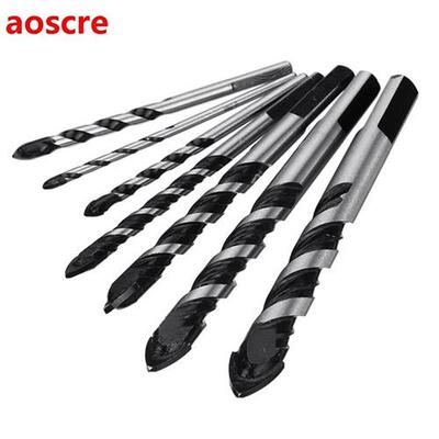 7pcs/set Triangle Bit Threaded Wall Tile Concrete Drill Carb