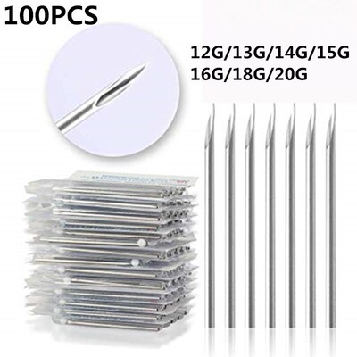 100PCS Surgical Steel 14G 16G Piercing Needle Lot Sterile D