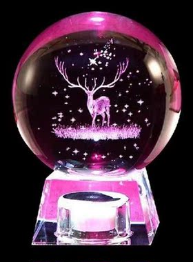 Engraved Glass Globe With Night Light Crystal Ornament