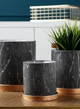 Nordic chemical flowerpot marbled ins Round flower pot