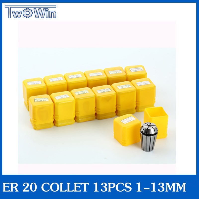 ER20 13Pcs 1-13MM ER20 Collet Set  CNC Milling Lathe ool And