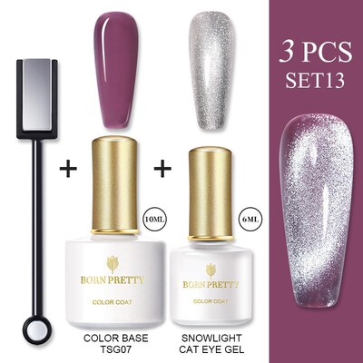BORN PRETTY 9D Magnetic Gel Nail Polish Set Snowlight Semi-t