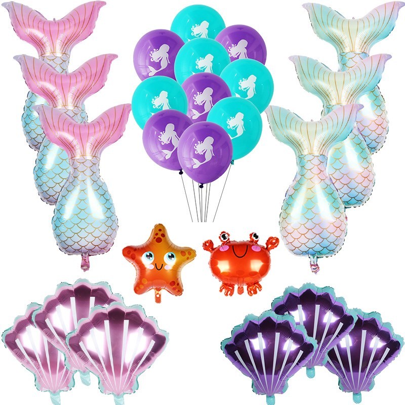Mermaid Tail Balloons Sea Shells Balloons Helium Ball for