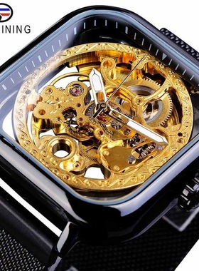男镂空方形自动机械表Men's Square automatic mechanica